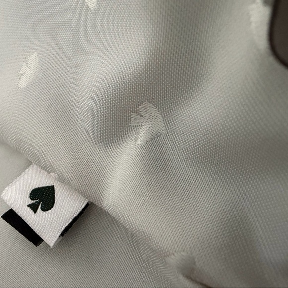 Kate Spade New York Large Leather Tote Bag Gray Pebbled Shoulder Purse 2/Flower - Picture 11 of 12